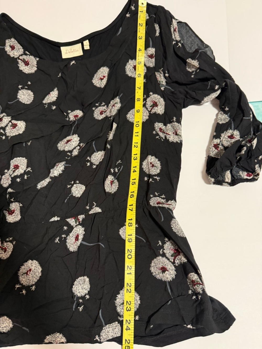 Anthropologie Deletta Wished Blooms Dandelion Print Blouse Split Sleeves Flowy - Picture 9 of 12